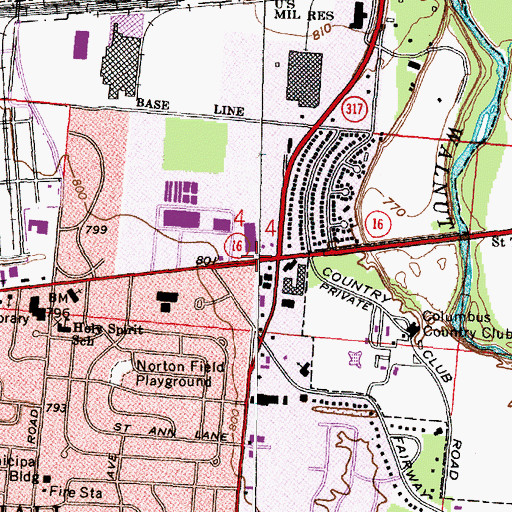 Topographic Map of Big Walnut (historical), OH