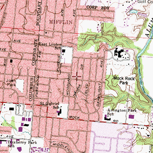 Topographic Map of East Linden, OH