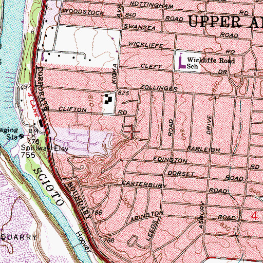 Topographic Map of Eastcleft, OH