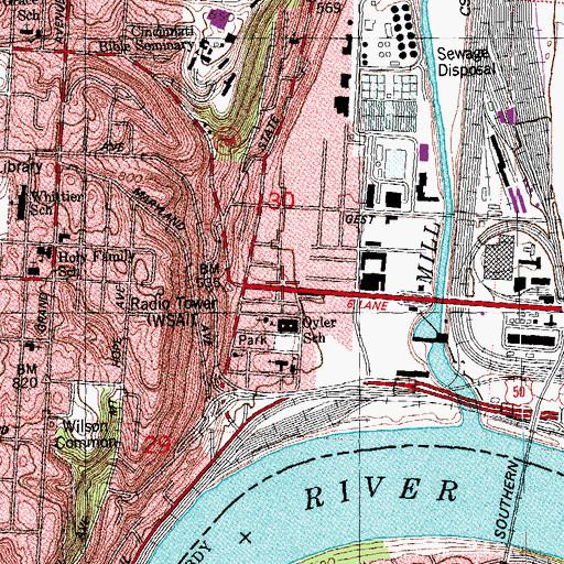 Topographic Map of Lower Price Hill, OH
