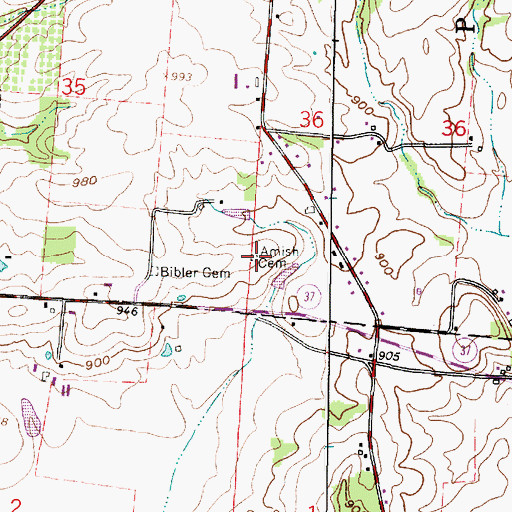 Topographic Map of Amish Cemetery, OH