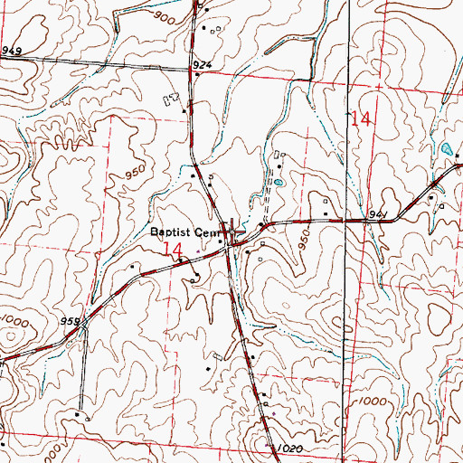 Topographic Map of Baptist Corners Cemetery, OH