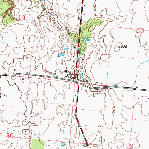 Topographic Map of Glick Brick Church Hoy Cemetery, OH