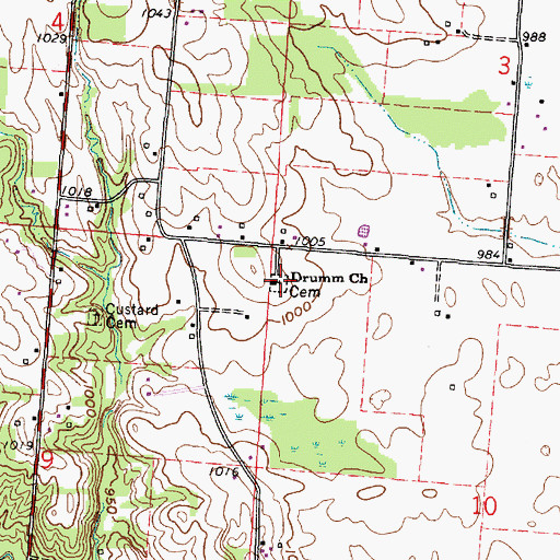 Topographic Map of Drumm Cemetery, OH