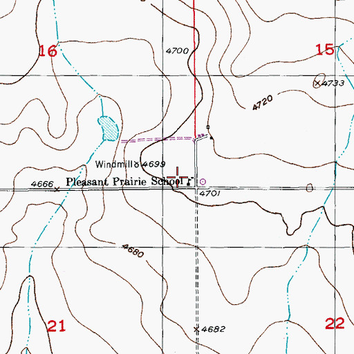 Topographic Map of Pleasant Prairie School, CO