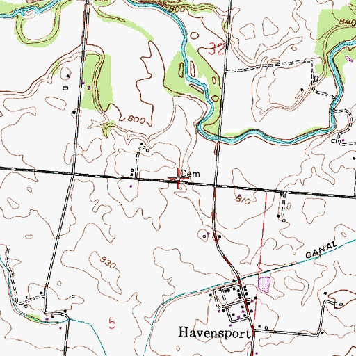 Topographic Map of Fairchild Cemetery, OH