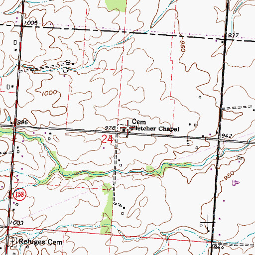 Topographic Map of Fletcher Chapel Cemetery, OH