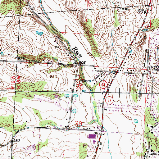 Topographic Map of Gideon United Brethren Church (historical), OH