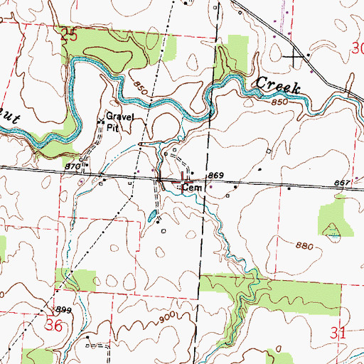 Topographic Map of Heistand Cemetery, OH