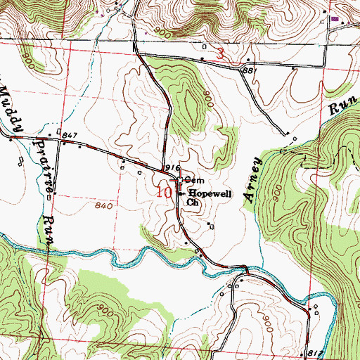 Topographic Map of Hopewell Cemetery, OH