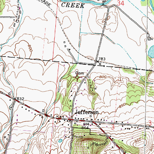 Topographic Map of Hoshor Cemetery, OH