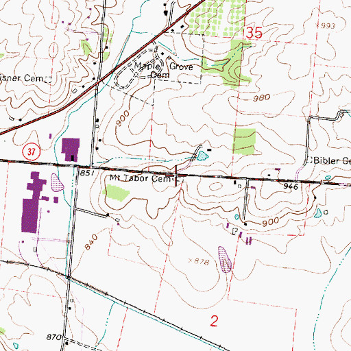 Topographic Map of Mount Tabor Cemetery, OH
