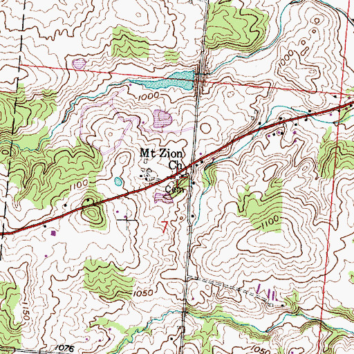 Topographic Map of Mount Zion Cemetery, OH