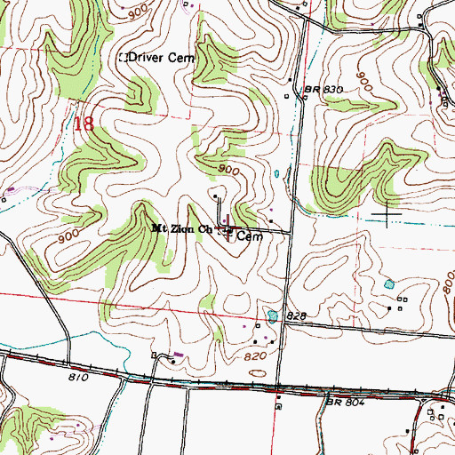 Topographic Map of Mount Zion Cemetery, OH