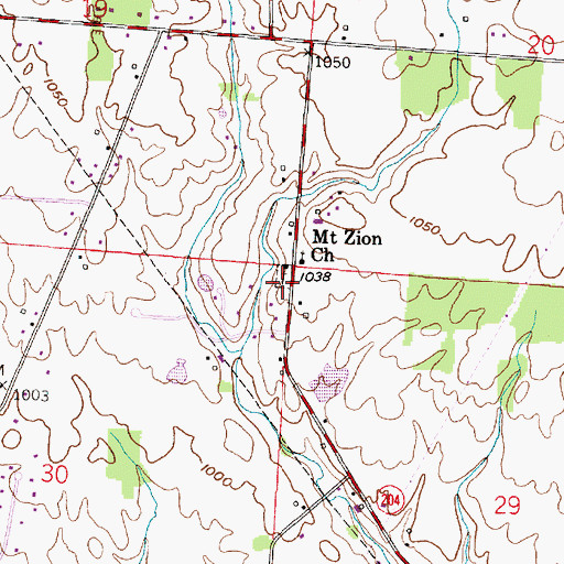 Topographic Map of Mount Zion Cemetery, OH