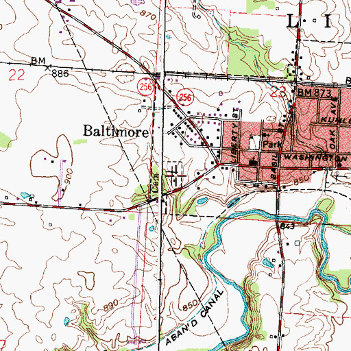 Topographic Map of Basil Memorial Cemetery, OH