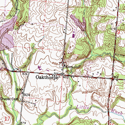 Topographic Map of New Oakthorpe Cemetery, OH