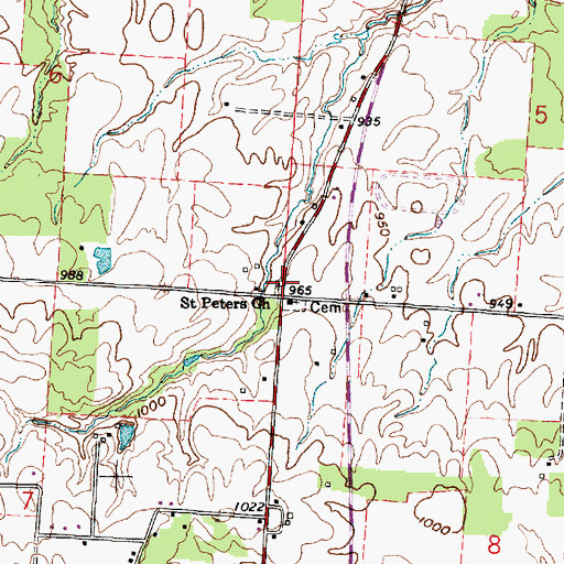 Topographic Map of New Saint Peters Cemetery, OH