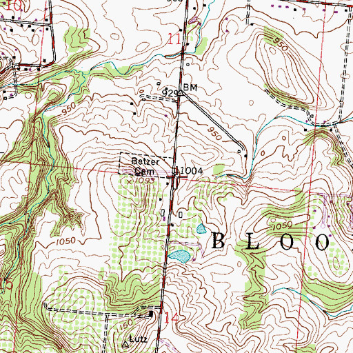 Topographic Map of Old Betzer Cemetery, OH