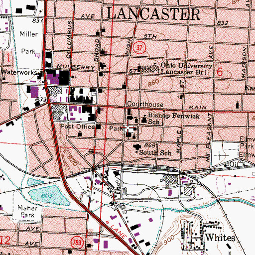 Topographic Map of Old City Burying Ground (historical), OH