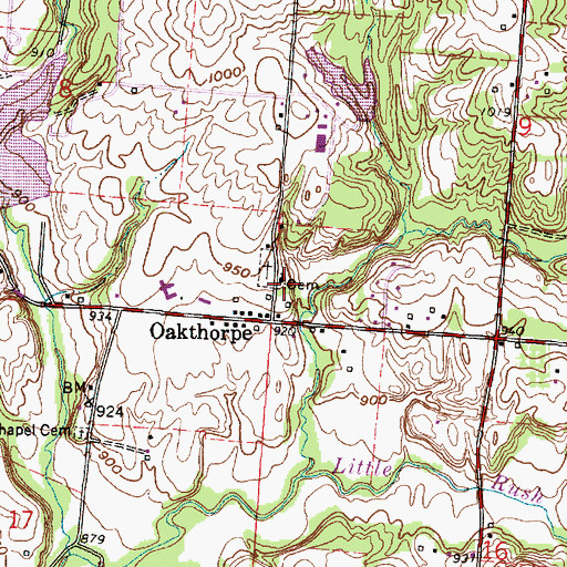 Topographic Map of Old Oakthorpe Cemetery, OH