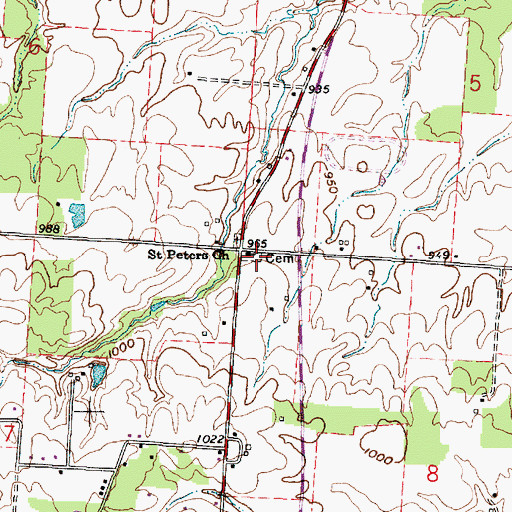 Topographic Map of Old Saint Peters Cemetery, OH