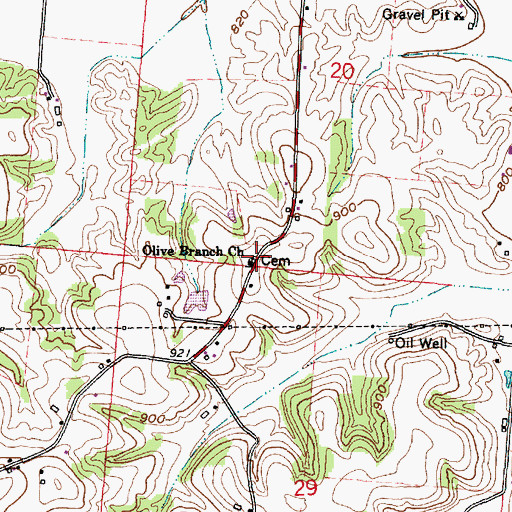Topographic Map of Olive Branch Cemetery, OH