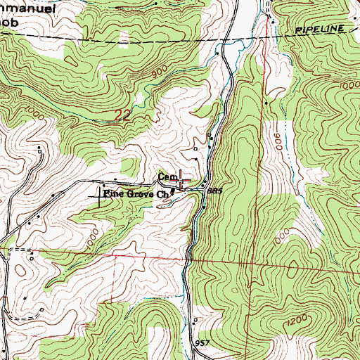 Topographic Map of Pine Grove Cemetery, OH