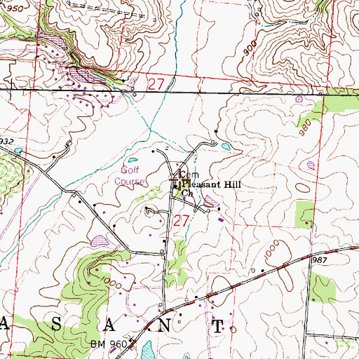 Topographic Map of Pleasant Hill Cemetery, OH
