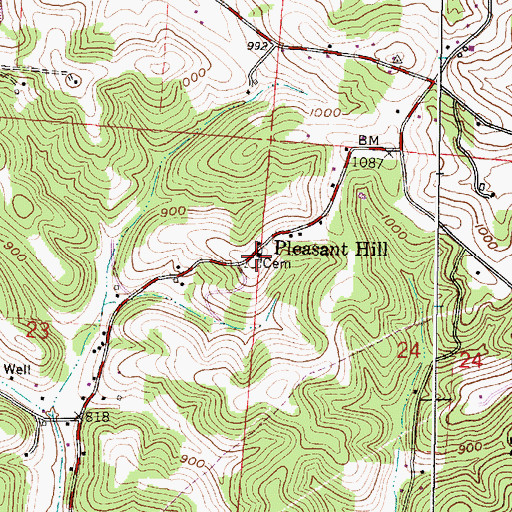 Topographic Map of Pleasant Hill Cemetery, OH
