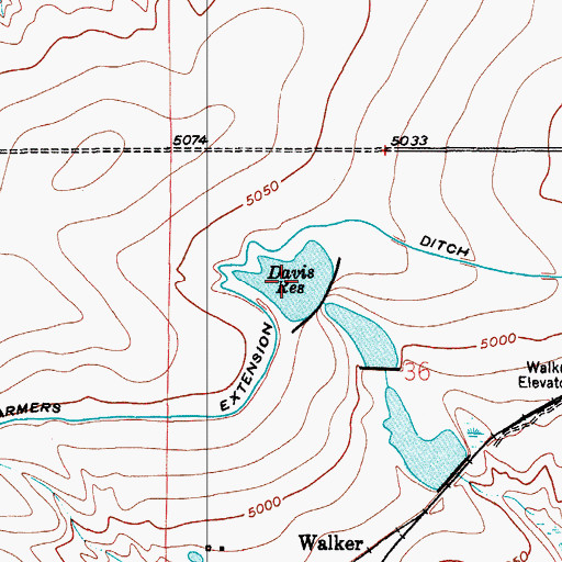 Topographic Map of Davis Reservoir, CO