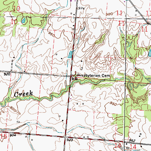Topographic Map of Presbyterian Cemetery, OH