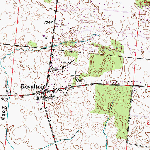 Topographic Map of Royalton Cemetery, OH