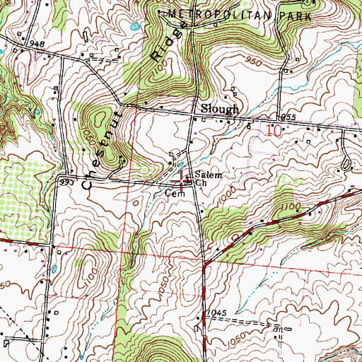Topographic Map of Salem Cemetery, OH