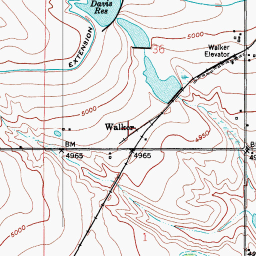 Topographic Map of Walker, CO