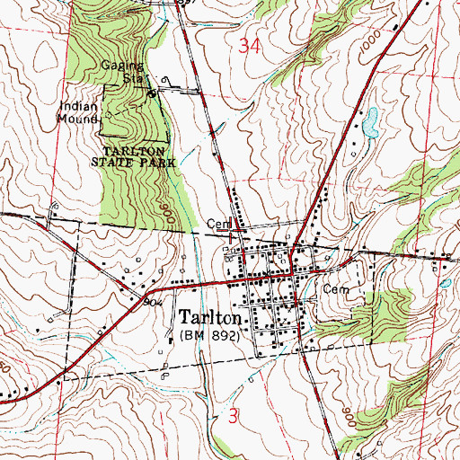 Topographic Map of Tarlton United Brethren Cemetery, OH