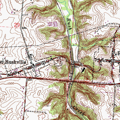 Topographic Map of West Rushville Cemetery, OH