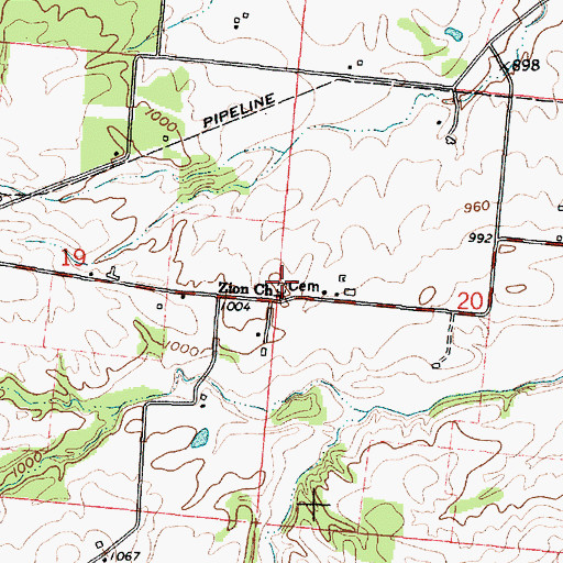 Topographic Map of Zion Cemetery, OH