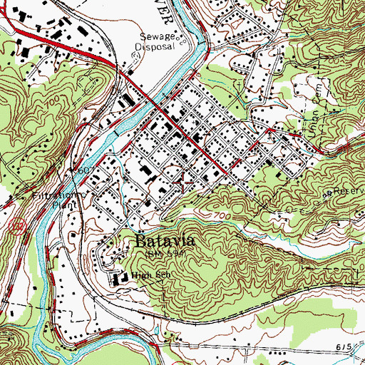 Topographic Map of Batavia Branch Clermont County Public Library, OH