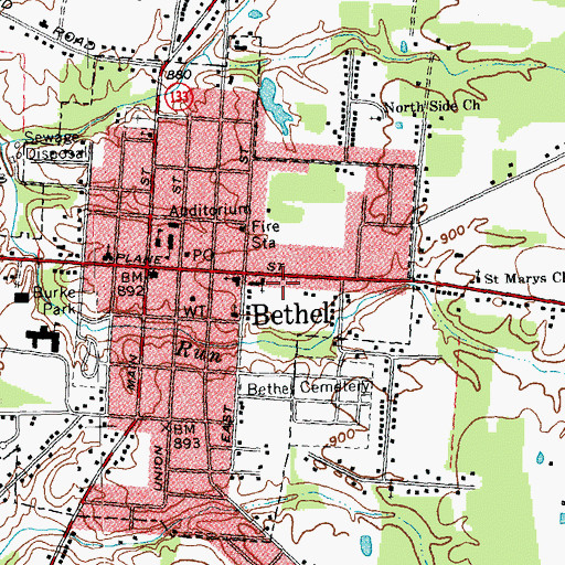 Topographic Map of Bethel Branch Clermont County Public Library, OH