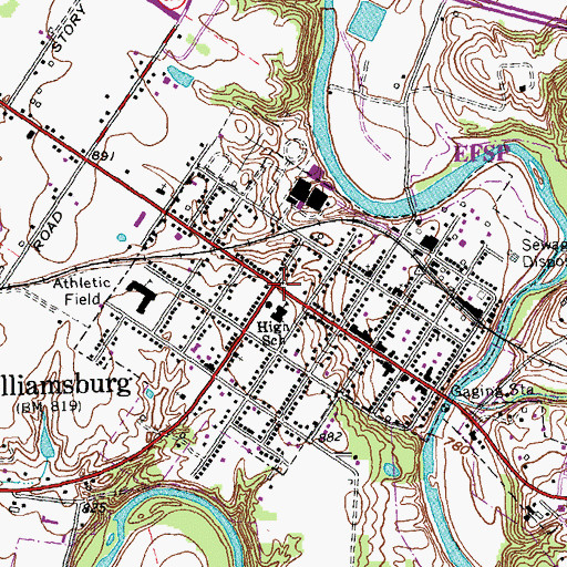 Topographic Map of Williamsburg Branch Clermont County Public Library, OH