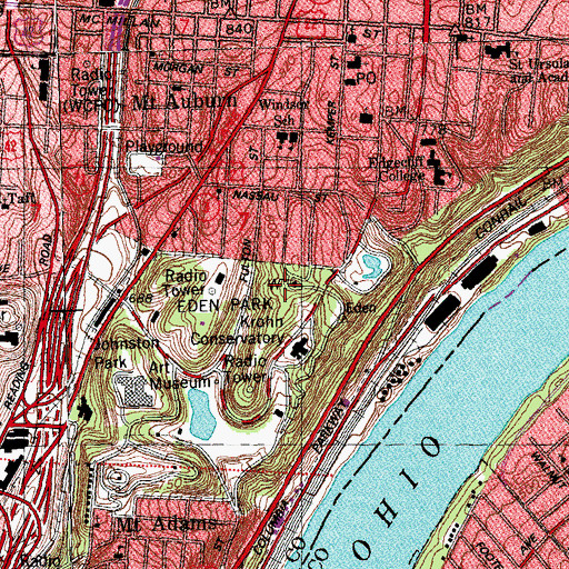 Topographic Map of Authors Grove, OH