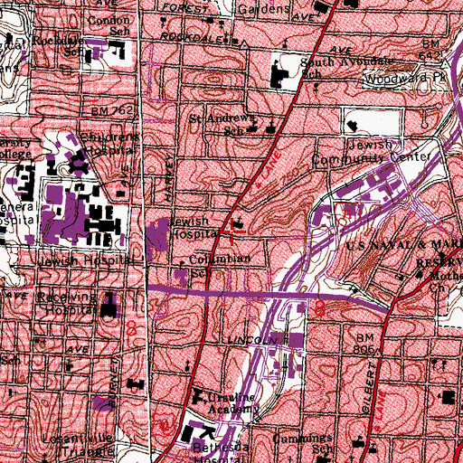 Topographic Map of Cincinnati College of Embalming (historical), OH