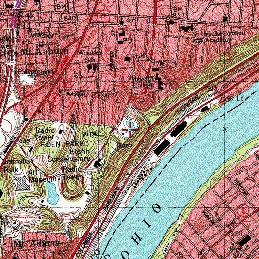 Topographic Map of Eden Park Overlook, OH