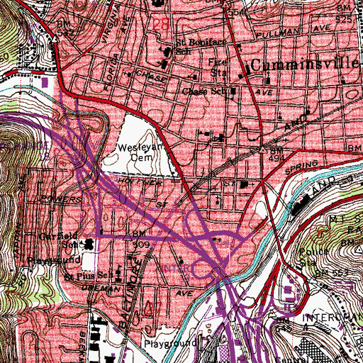 Topographic Map of Hamilton County Dog Pound, OH