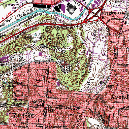 Topographic Map of Lafayette Circle, OH