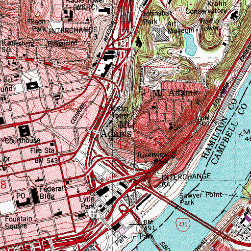 Topographic Map of Pyrotechnic Gardens (historical), OH
