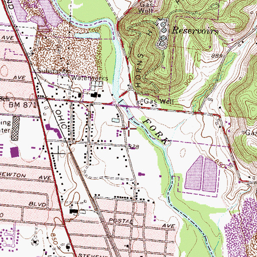 Topographic Map of Newark Fire Department and Emergency Medical Services Station 2, OH