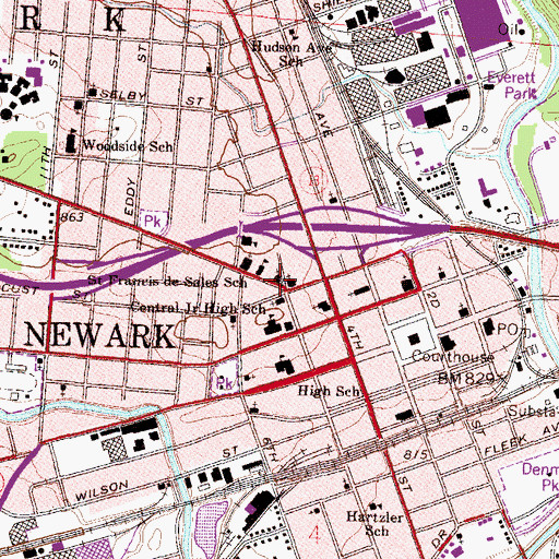 Topographic Map of First Baptist Church, OH