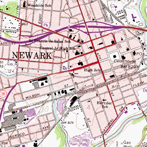 Topographic Map of Four Square Gospel Tabernacle, OH
